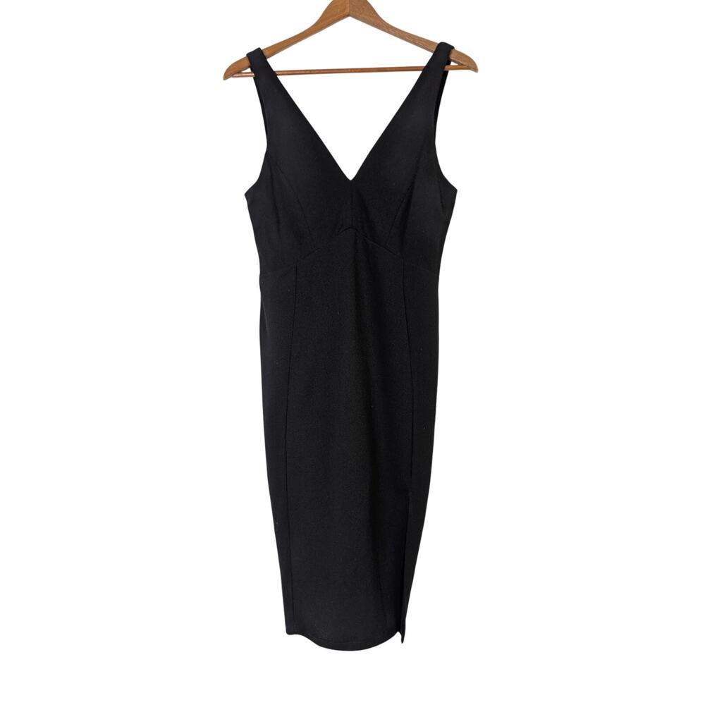 Lulus Classic Black Dress Sleek Fitted Sleeveless Pencil Iconic Moment Medium